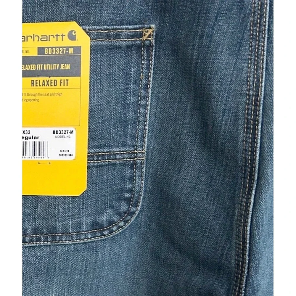 New w/Tags Carhartt Relaxed‎ Fit Utility Jean 38x32 Medium Wash Workwear Denim